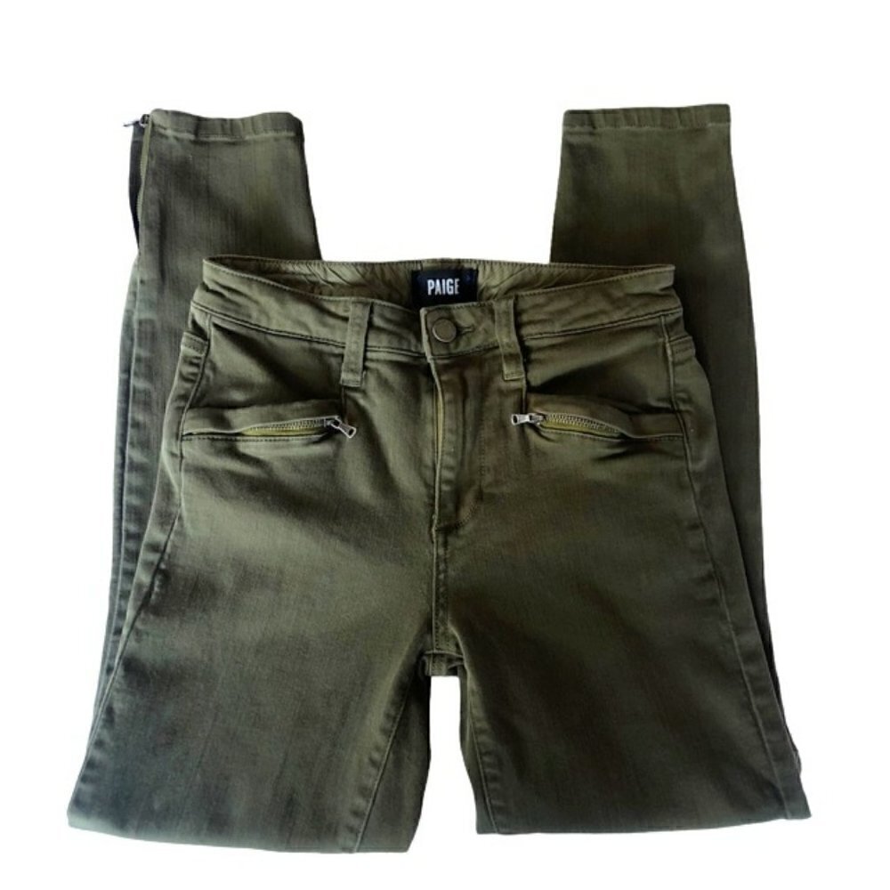 Paige Daryn Zip Ankle Pants in Olive Leaf 28